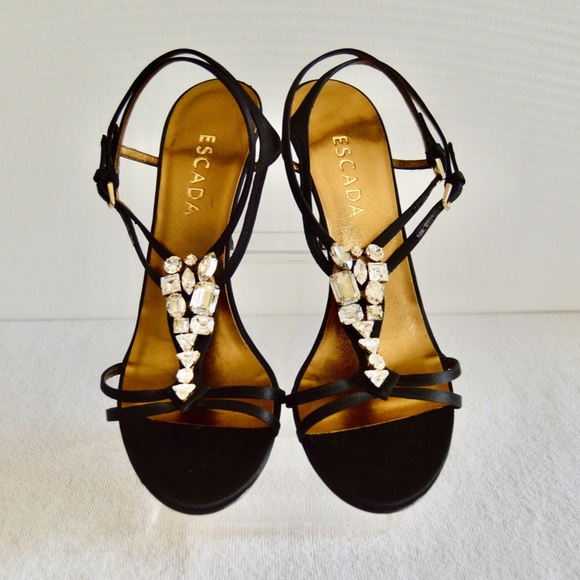 🏷️ NWT  Escada Swarovski Crystal Embellished Heels - Picture 9 of 14